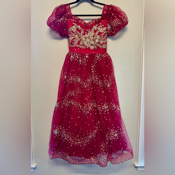Celestial Red Star and Sequins Tulle Princess Gown Formal Dress XXS - Picture 1 of 9